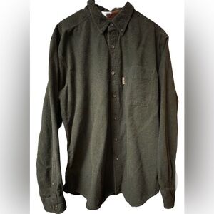 Vintage Men's Green Woolrich Chamois "Olive Heather" Button Up Long Sleeve L